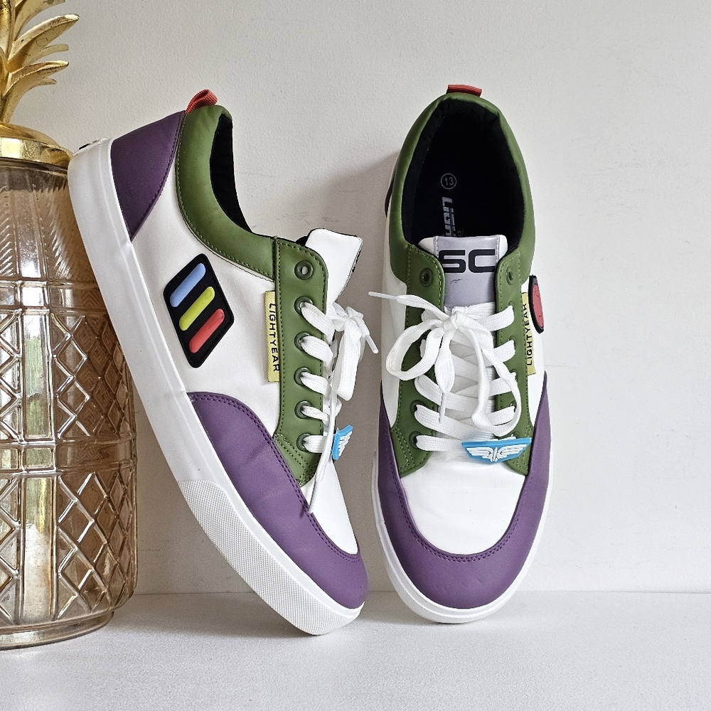 Toy Story Buzz Lightyear Shoes Mens 13 Disney Pixar Skateboard Colorful Sneakers